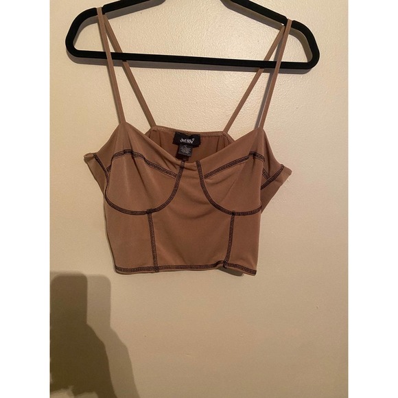 Boutique Tops - Contrast Stitch Bustier Crop Cami Top xl